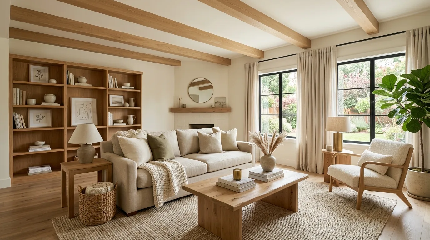 Timeless neutral home decor creating a calm and versatile home.